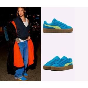 NWOB Fenty x Puma Creeper Phatty Sneakers Speed Blue Lime Gum Womens 5.5